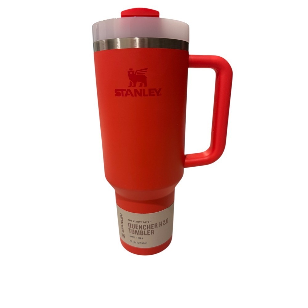 Stanley Tumbler40oz Travel Mug With Handle and Straw Hot Coral Flowstate